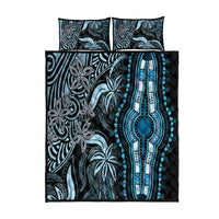 Polynesia Dashiki Quilt Bed Set Polynesia and Africa Traditional Special Together Blue - Wonder Print Shop