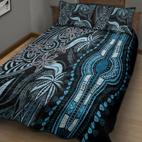Polynesia Dashiki Quilt Bed Set Polynesia and Africa Traditional Special Together Blue - Wonder Print Shop