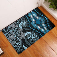 Polynesia Dashiki Rubber Doormat Polynesia and Africa Traditional Special Together Blue - Wonder Print Shop