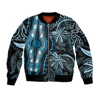 Polynesia Dashiki Sleeve Zip Bomber Jacket Polynesia and Africa Traditional Special Together Blue - Wonder Print Shop