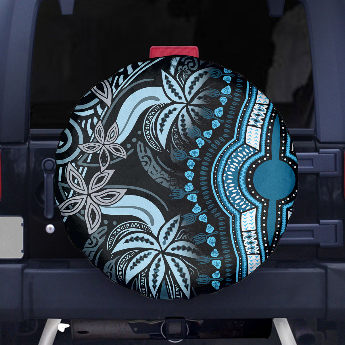 Polynesia Dashiki Spare Tire Cover Polynesia and Africa Traditional Special Together Blue - Wonder Print Shop
