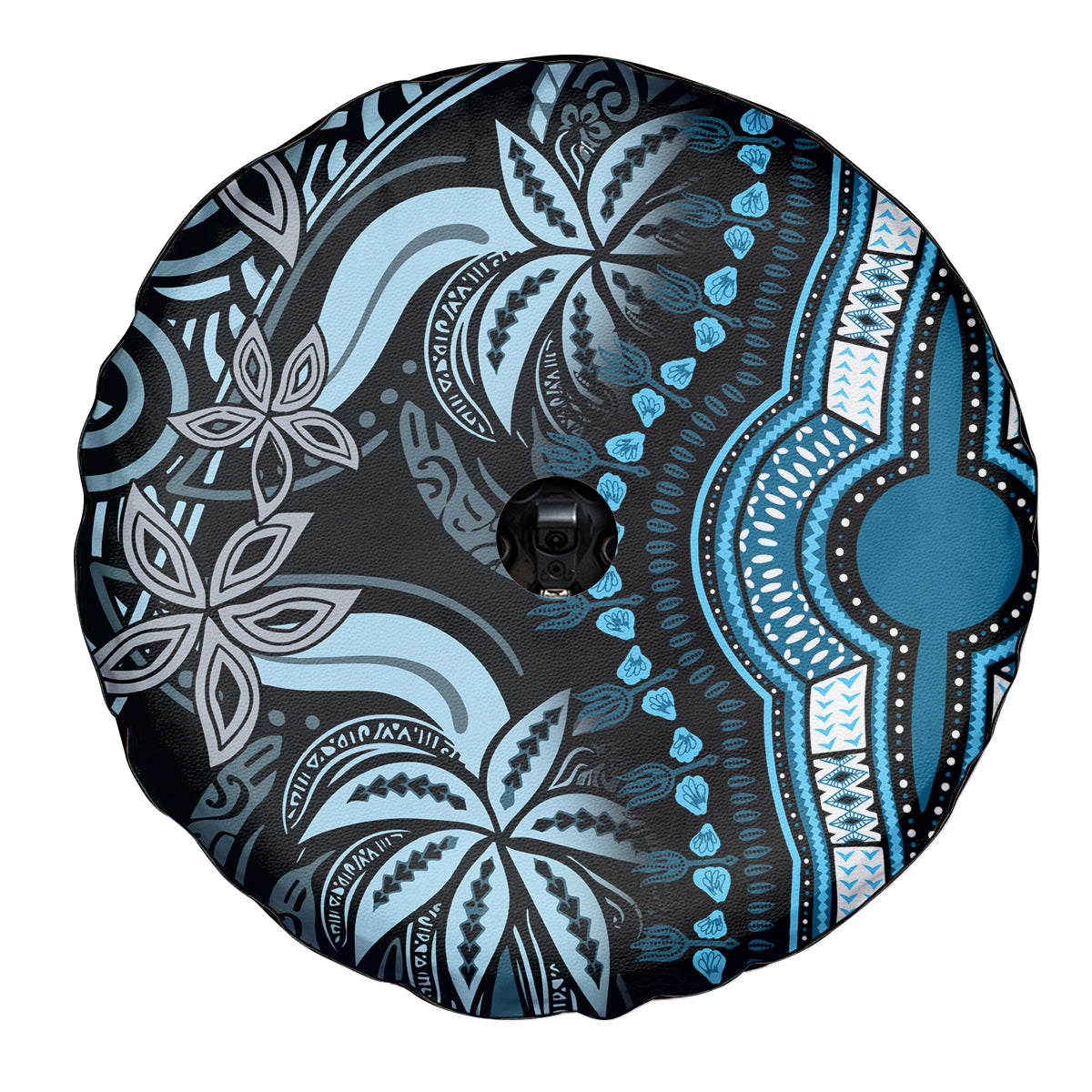 Polynesia Dashiki Spare Tire Cover Polynesia and Africa Traditional Special Together Blue - Wonder Print Shop