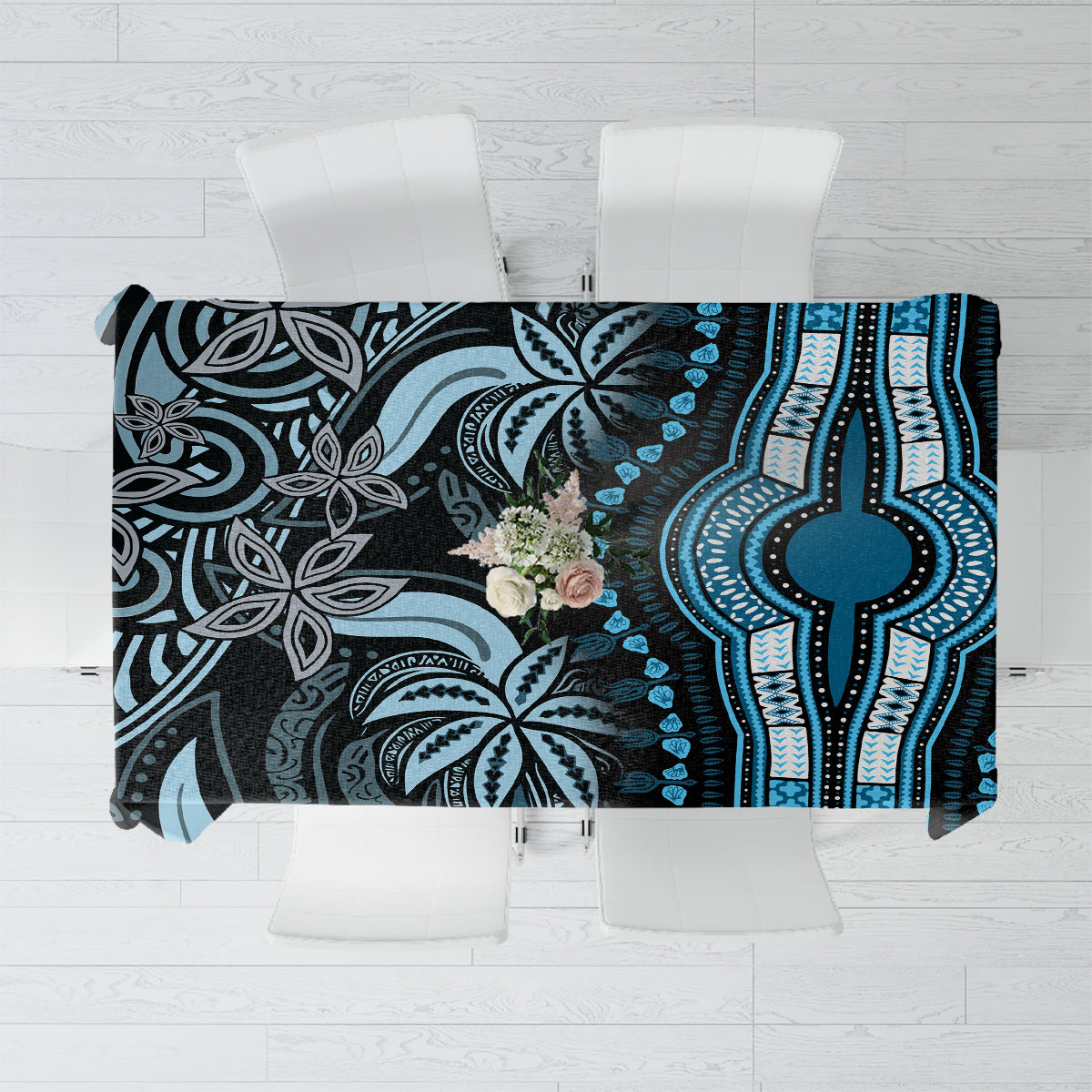 Polynesia Dashiki Tablecloth Polynesia and Africa Traditional Special Together Blue - Wonder Print Shop