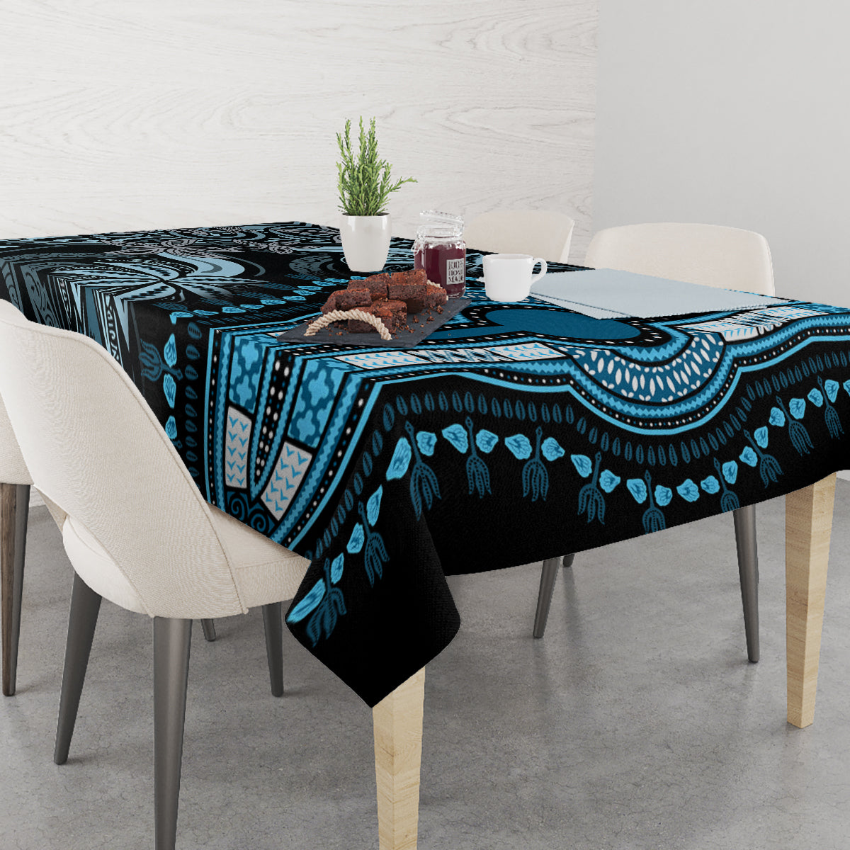 Polynesia Dashiki Tablecloth Polynesia and Africa Traditional Special Together Blue - Wonder Print Shop
