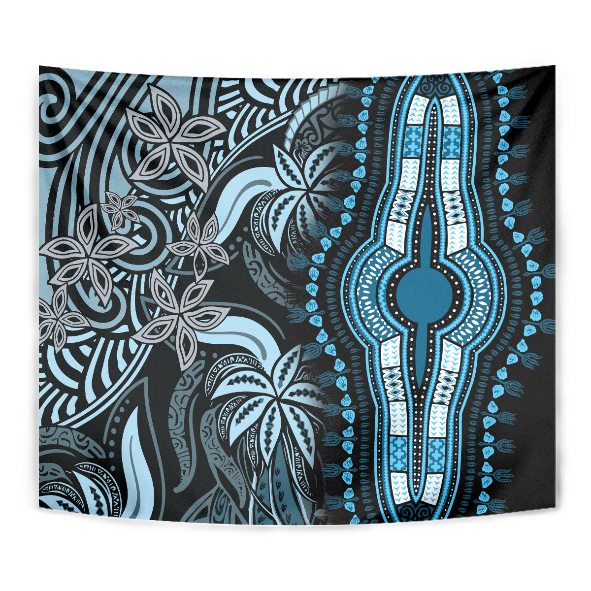 Polynesia Dashiki Tapestry Polynesia and Africa Traditional Special Together Blue - Wonder Print Shop
