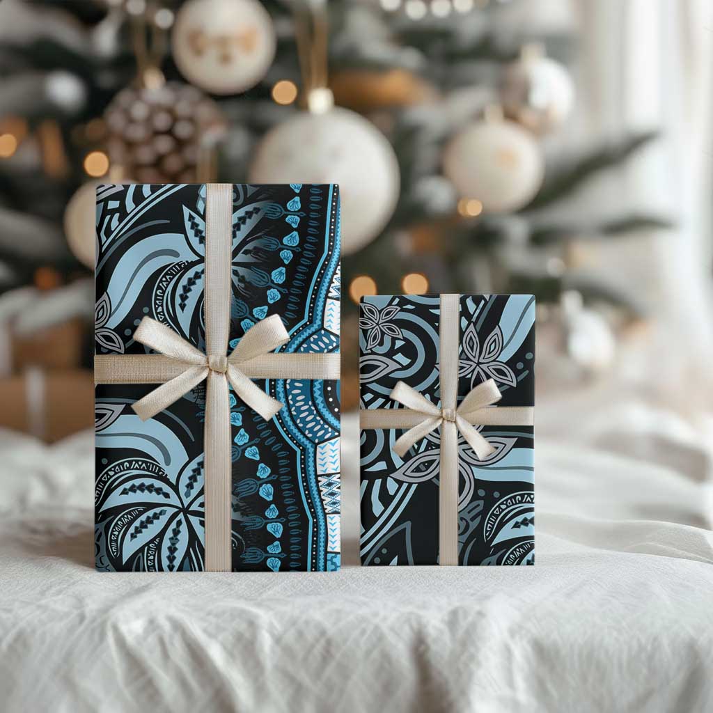 Polynesia Mixed African Dashiki Wrapping Paper Afro-pacific Culture - Blue - Wonder Print Shop