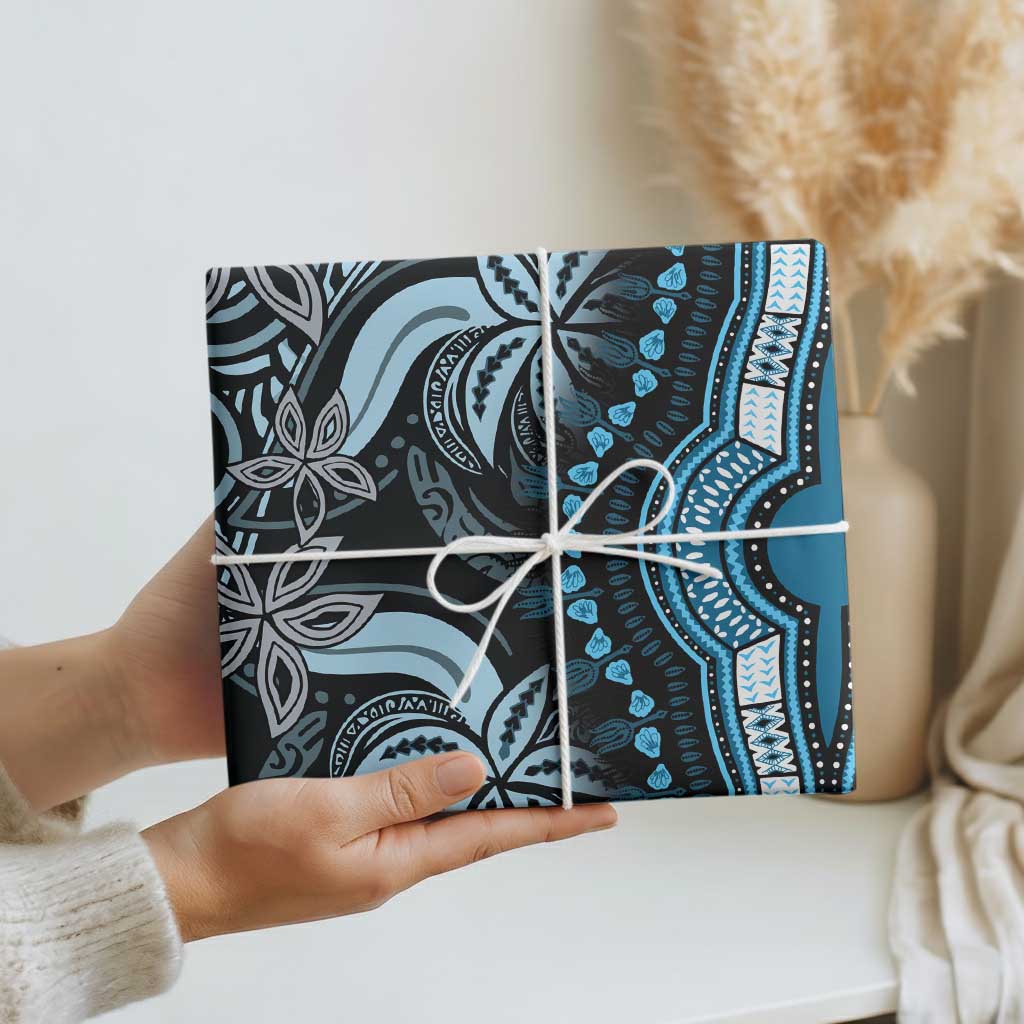 Polynesia Mixed African Dashiki Wrapping Paper Afro-pacific Culture - Blue - Wonder Print Shop