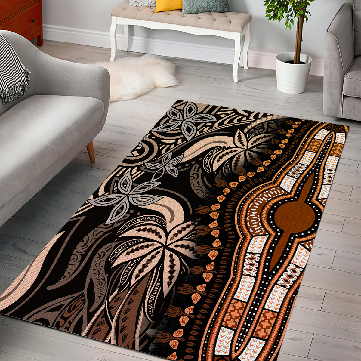 Polynesia Dashiki Area Rug Polynesia and Africa Traditional Special Together Gold LT9 - Wonder Print Shop