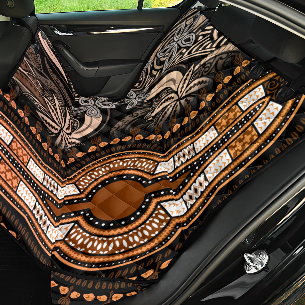 Polynesia Dashiki Back Car Seat Cover Polynesia and Africa Traditional Special Together Gold LT9 - Wonder Print Shop