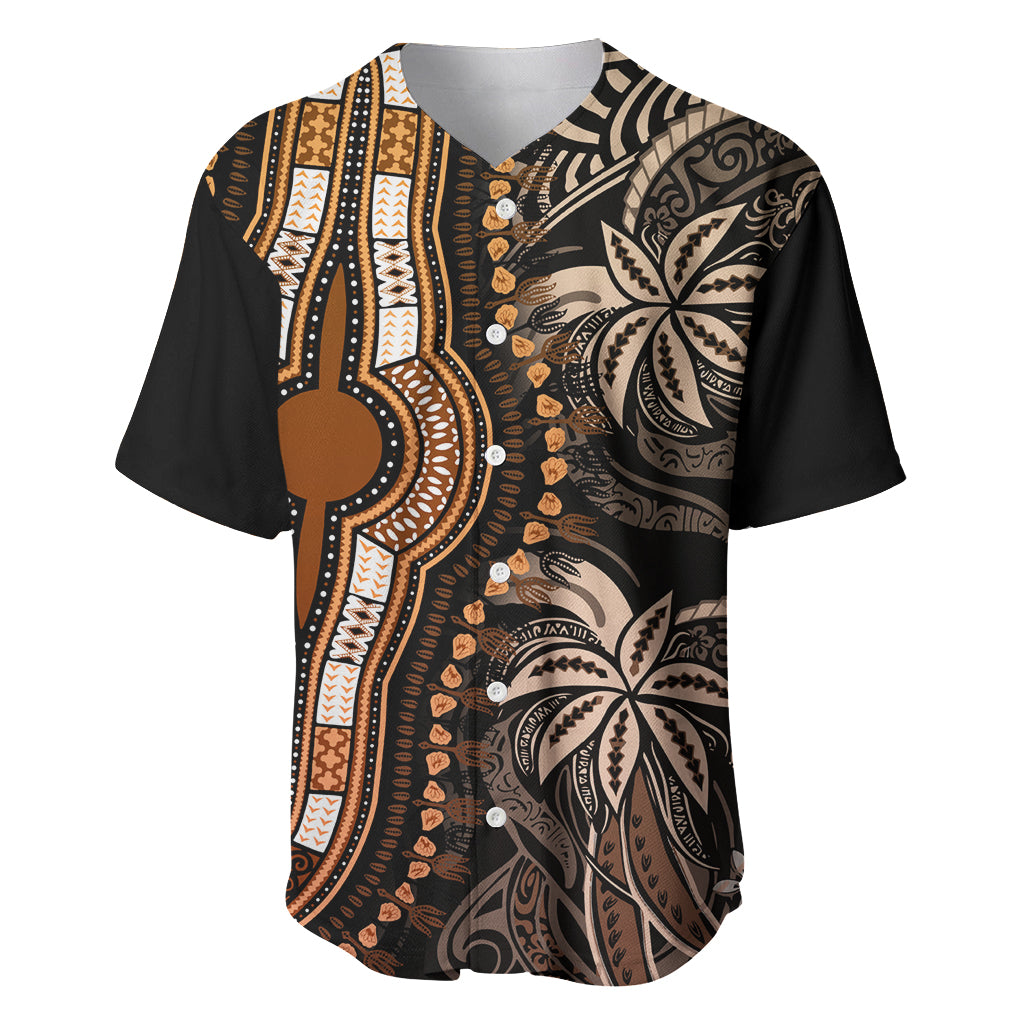 Polynesia Dashiki Baseball Jersey Polynesia and Africa Traditional Special Together Gold LT9 - Wonder Print Shop