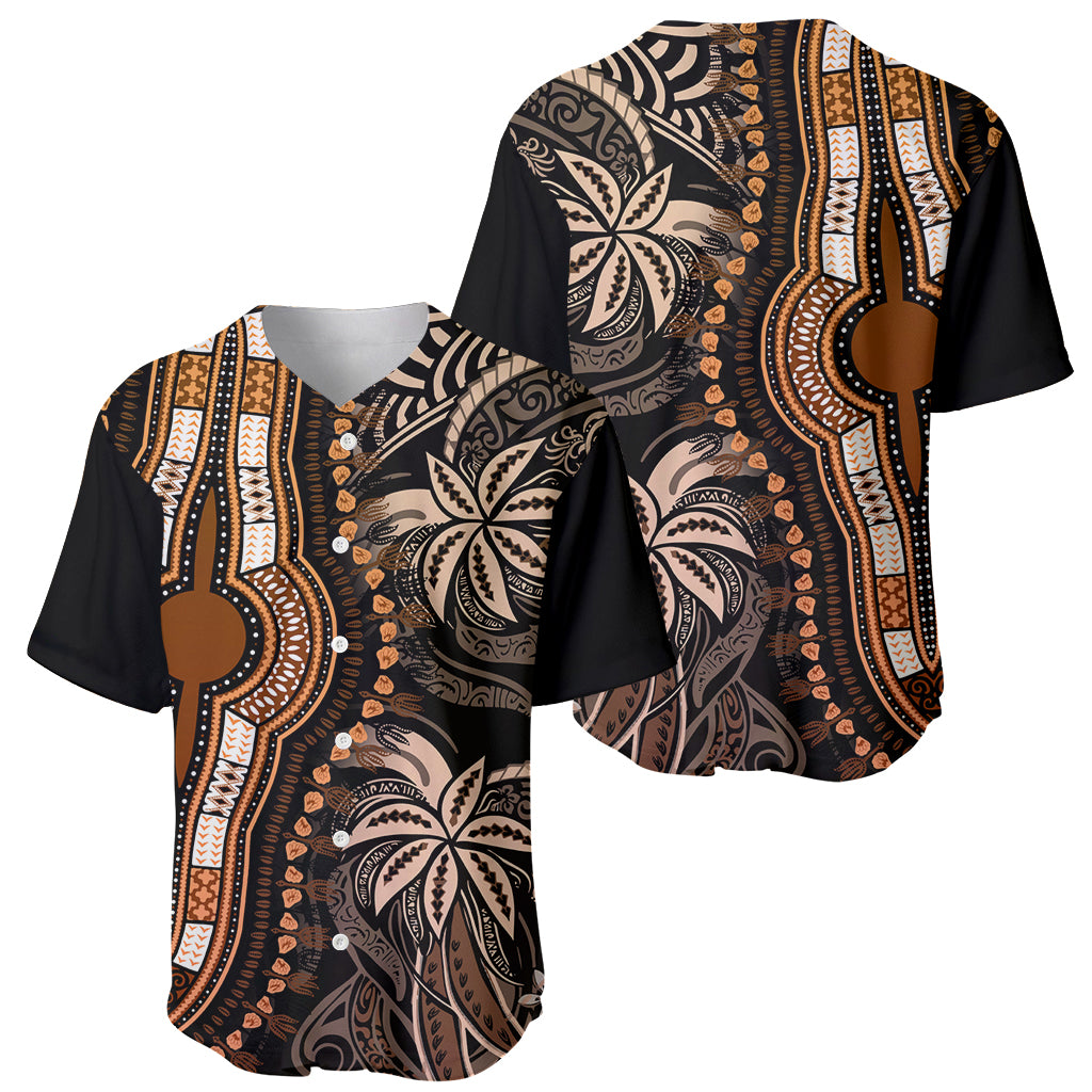 Polynesia Dashiki Baseball Jersey Polynesia and Africa Traditional Special Together Gold LT9 - Wonder Print Shop