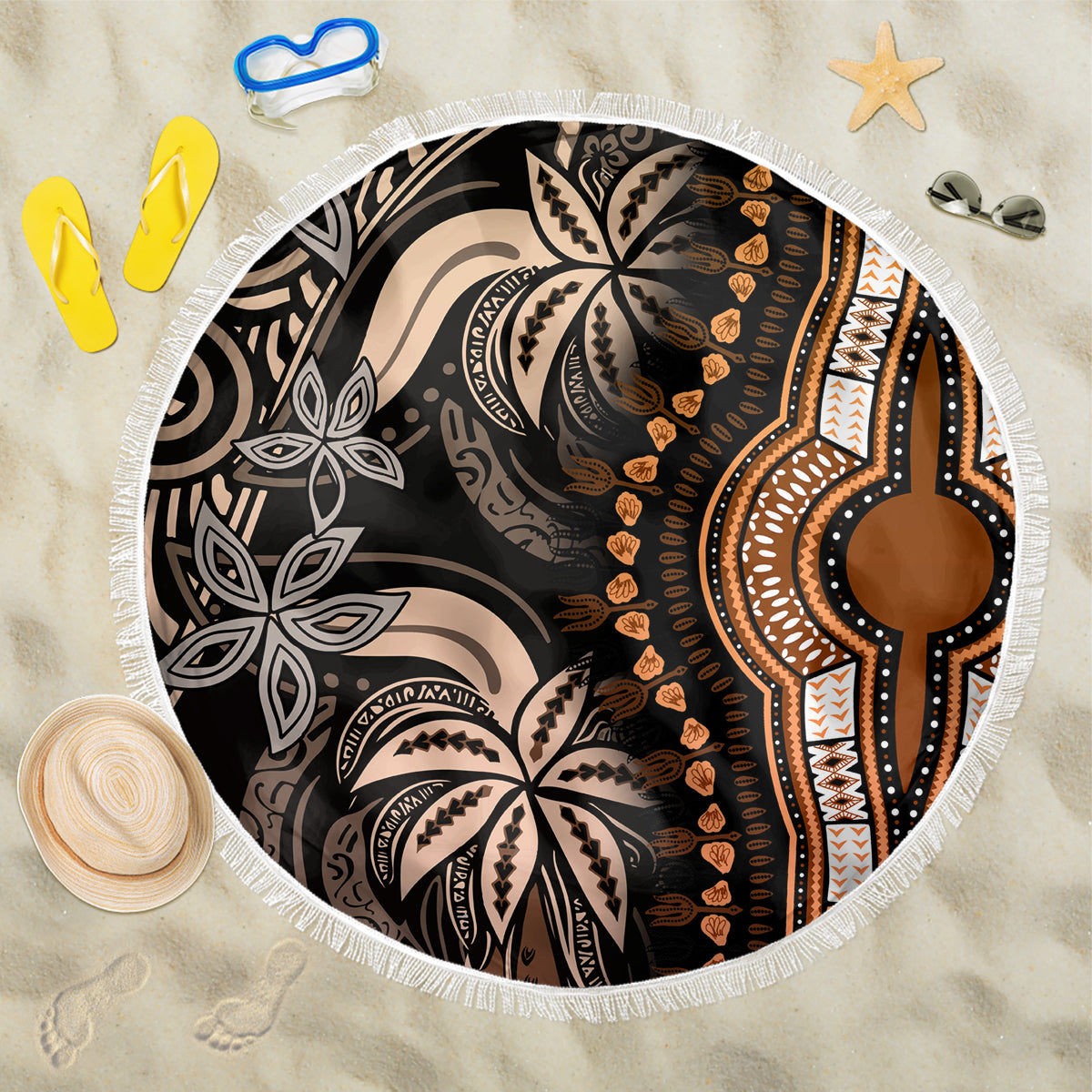 Polynesia Dashiki Beach Blanket Polynesia and Africa Traditional Special Together Gold LT9 - Wonder Print Shop