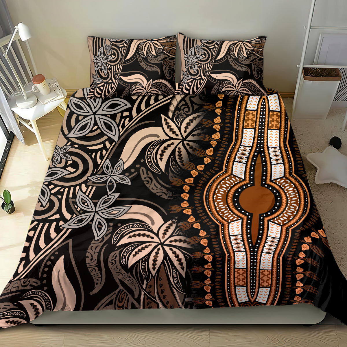 Polynesia Dashiki Bedding Set Polynesia and Africa Traditional Special Together Gold LT9 - Wonder Print Shop