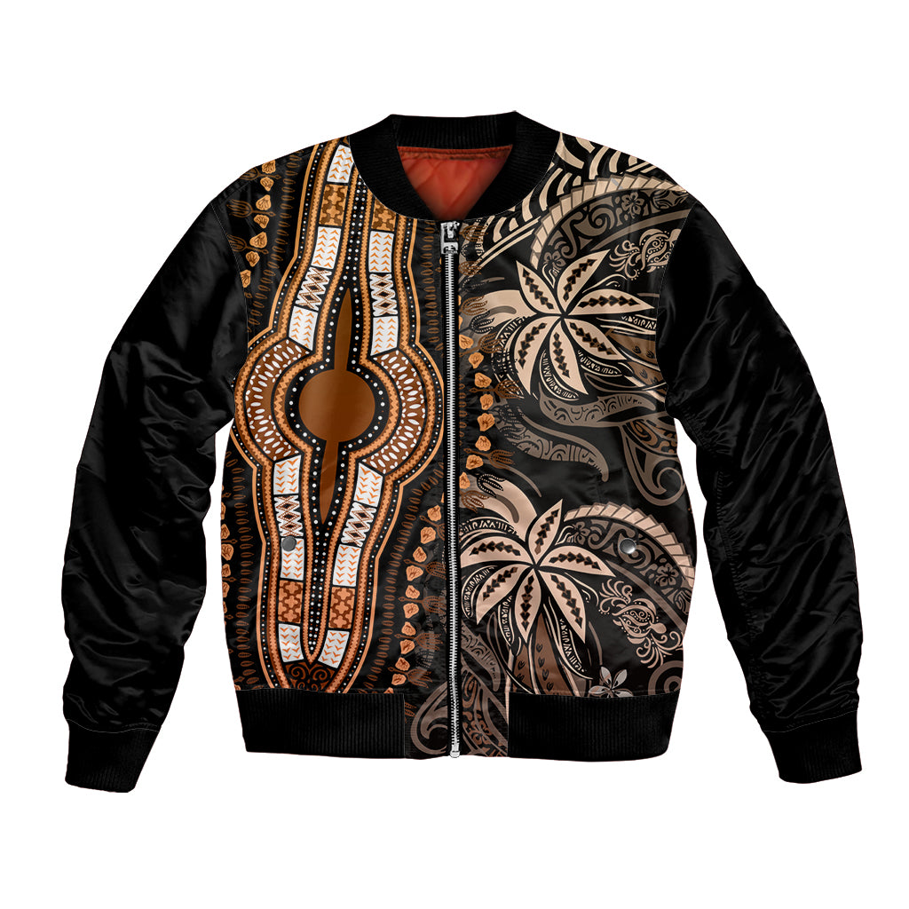 Polynesia Dashiki Bomber Jacket Polynesia and Africa Traditional Special Together Gold LT9 - Wonder Print Shop