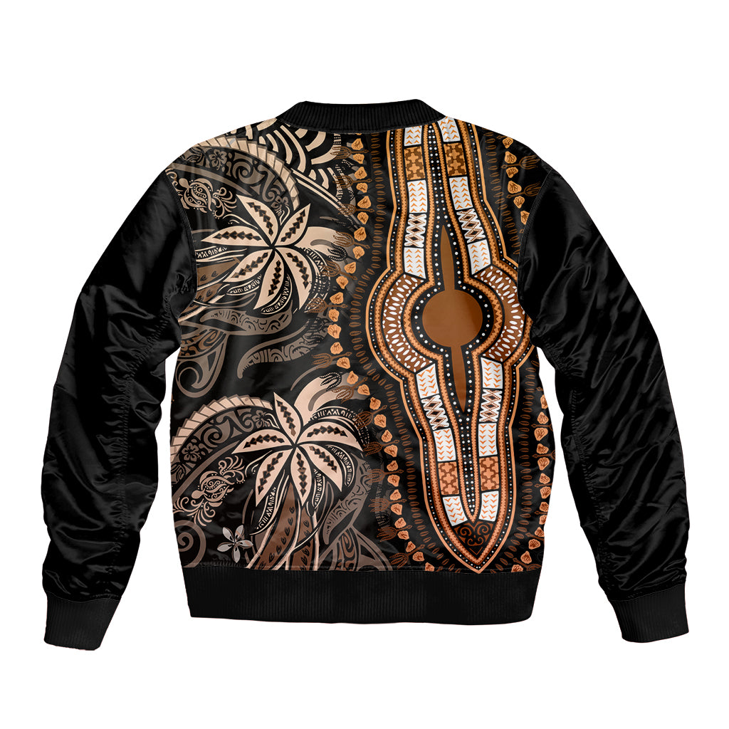Polynesia Dashiki Bomber Jacket Polynesia and Africa Traditional Special Together Gold LT9 - Wonder Print Shop