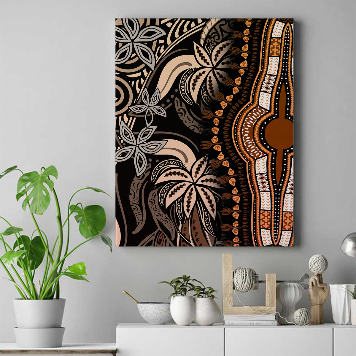 Polynesia Dashiki Canvas Wall Art Polynesia and Africa Traditional Special Together Gold LT9 - Wonder Print Shop