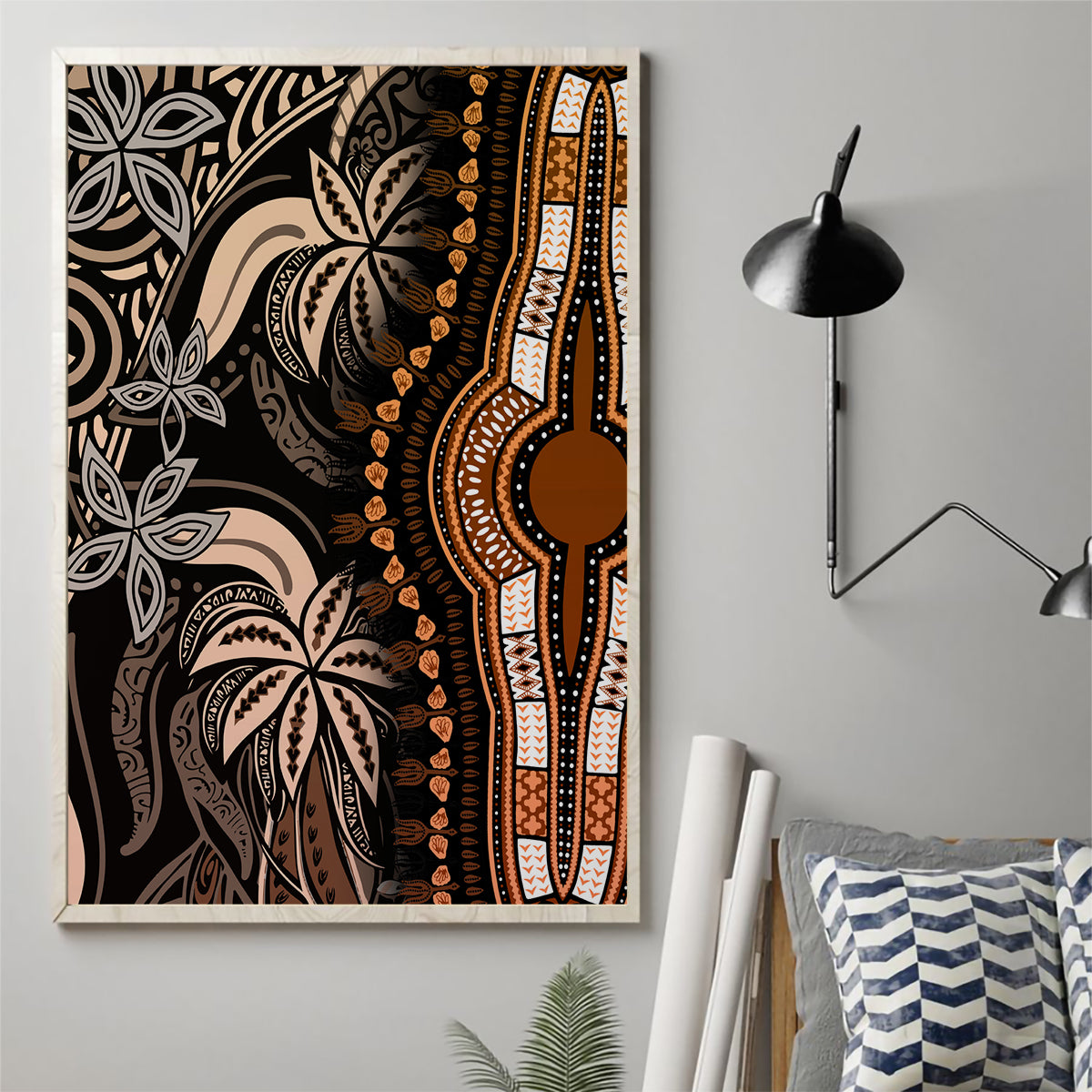 Polynesia Dashiki Canvas Wall Art Polynesia and Africa Traditional Special Together Gold LT9 - Wonder Print Shop