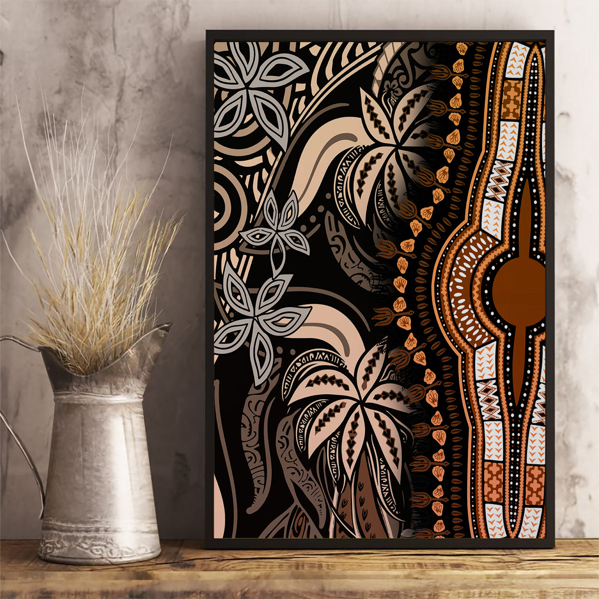 Polynesia Dashiki Canvas Wall Art Polynesia and Africa Traditional Special Together Gold LT9 - Wonder Print Shop