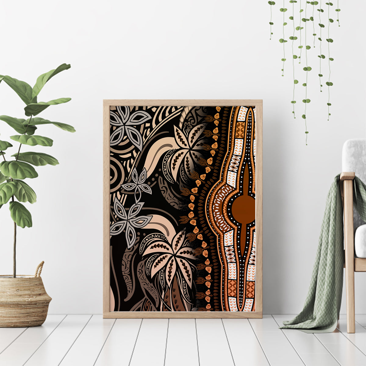 Polynesia Dashiki Canvas Wall Art Polynesia and Africa Traditional Special Together Gold LT9 - Wonder Print Shop