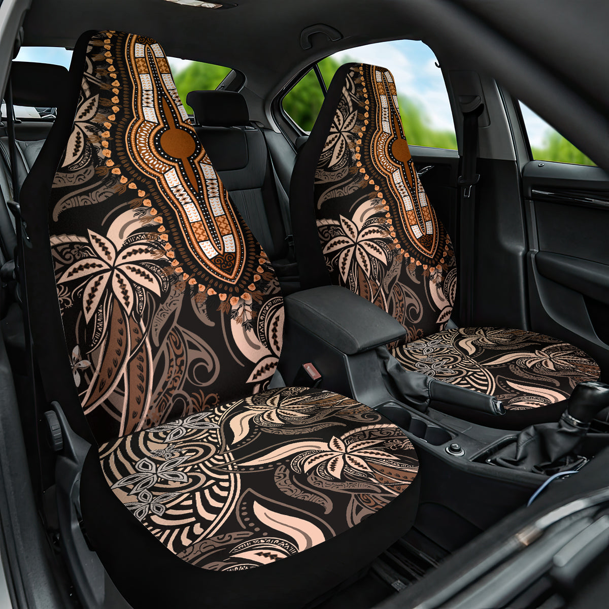 Polynesia Dashiki Car Seat Cover Polynesia and Africa Traditional Special Together Gold LT9 - Wonder Print Shop