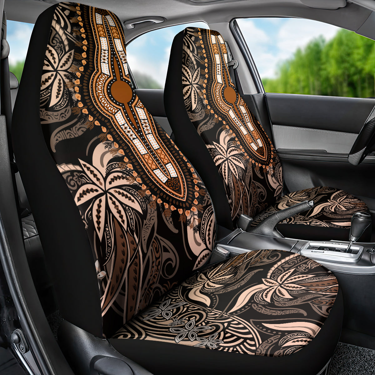 Polynesia Dashiki Car Seat Cover Polynesia and Africa Traditional Special Together Gold LT9 - Wonder Print Shop