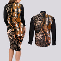 Polynesia Dashiki Couples Matching Long Sleeve Bodycon Dress and Long Sleeve Button Shirts Polynesia and Africa Traditional Special Together Gold LT9 - Wonder Print Shop