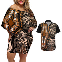 Polynesia Dashiki Couples Matching Off Shoulder Short Dress and Hawaiian Shirt Polynesia and Africa Traditional Special Together Gold LT9 - Wonder Print Shop