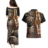 Polynesia Dashiki Couples Matching Puletasi Dress and Hawaiian Shirt Polynesia and Africa Traditional Special Together Gold LT9 - Wonder Print Shop