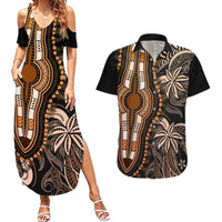 Polynesia Dashiki Couples Matching Summer Maxi Dress and Hawaiian Shirt Polynesia and Africa Traditional Special Together Gold LT9 - Wonder Print Shop
