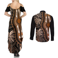 Polynesia Dashiki Couples Matching Summer Maxi Dress and Long Sleeve Button Shirts Polynesia and Africa Traditional Special Together Gold LT9 - Wonder Print Shop