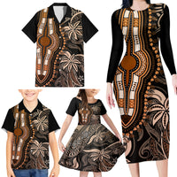 Polynesia Dashiki Family Matching Long Sleeve Bodycon Dress and Hawaiian Shirt Polynesia and Africa Traditional Special Together Gold LT9 - Wonder Print Shop
