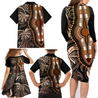 Polynesia Dashiki Family Matching Long Sleeve Bodycon Dress and Hawaiian Shirt Polynesia and Africa Traditional Special Together Gold LT9 - Wonder Print Shop