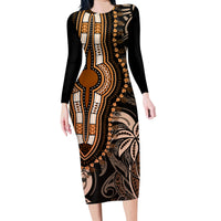 Polynesia Dashiki Family Matching Long Sleeve Bodycon Dress and Hawaiian Shirt Polynesia and Africa Traditional Special Together Gold LT9 - Wonder Print Shop