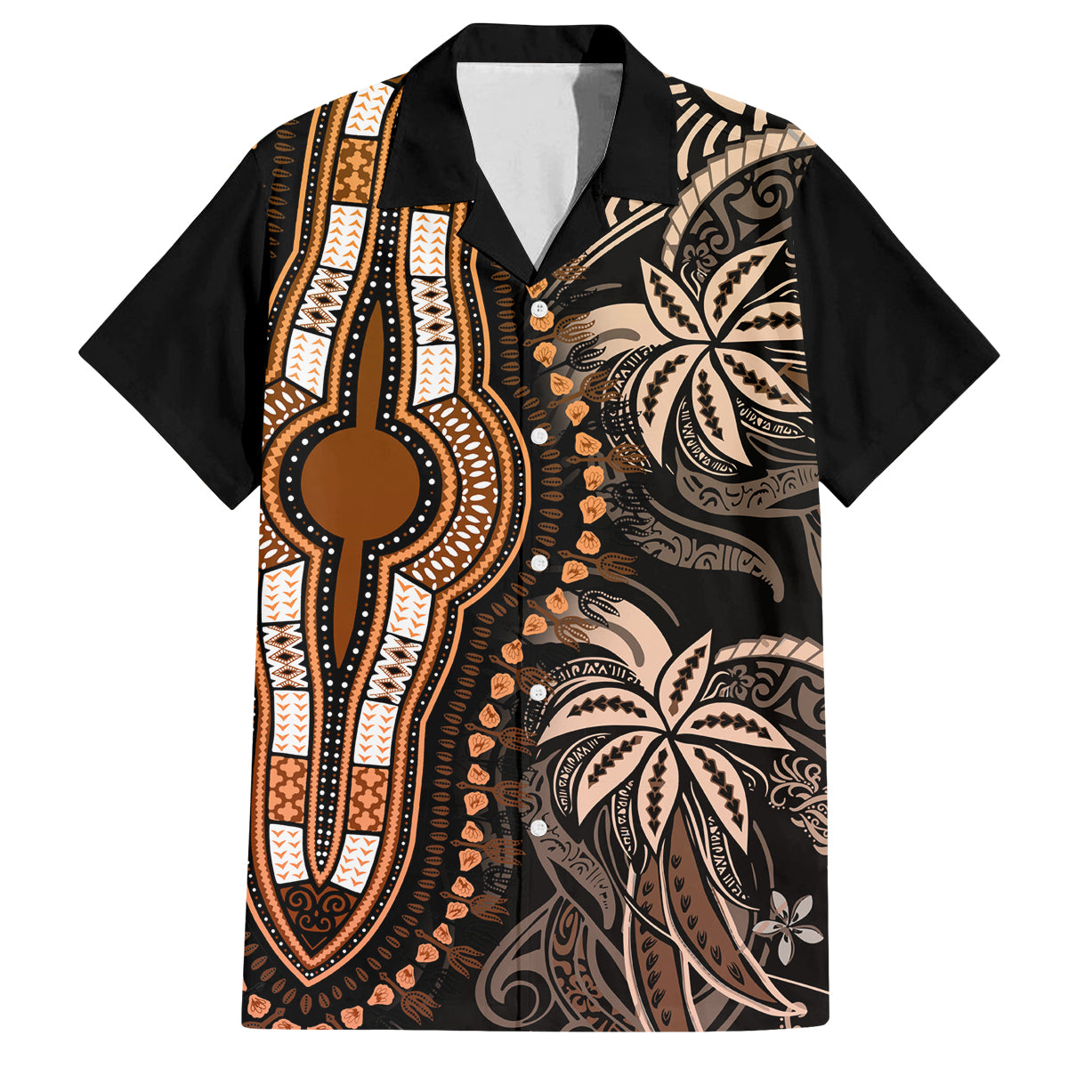 Polynesia Dashiki Family Matching Off Shoulder Short Dress and Hawaiian Shirt Polynesia and Africa Traditional Special Together Gold LT9 - Wonder Print Shop