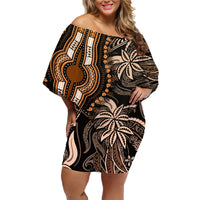 Polynesia Dashiki Family Matching Off Shoulder Short Dress and Hawaiian Shirt Polynesia and Africa Traditional Special Together Gold LT9 - Wonder Print Shop