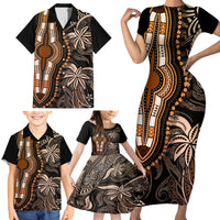 Polynesia Dashiki Family Matching Short Sleeve Bodycon Dress and Hawaiian Shirt Polynesia and Africa Traditional Special Together Gold - Wonder Print Shop