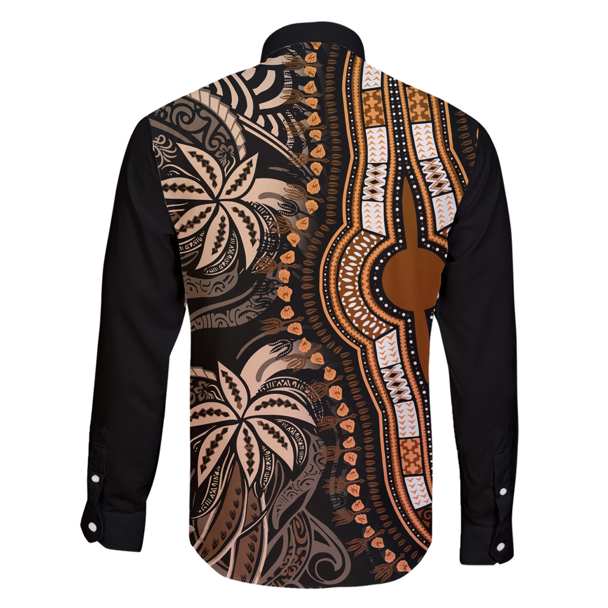 Polynesia Dashiki Family Matching Short Sleeve Bodycon Dress and Hawaiian Shirt Polynesia and Africa Traditional Special Together Gold - Wonder Print Shop