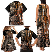 Polynesia Dashiki Family Matching Tank Maxi Dress and Hawaiian Shirt Polynesia and Africa Traditional Special Together Gold - Wonder Print Shop