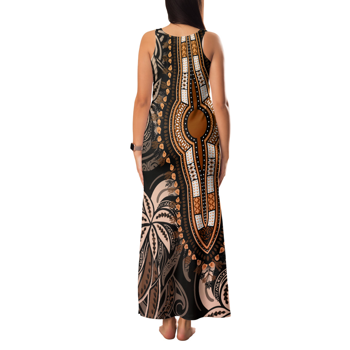 Polynesia Dashiki Family Matching Tank Maxi Dress and Hawaiian Shirt Polynesia and Africa Traditional Special Together Gold - Wonder Print Shop