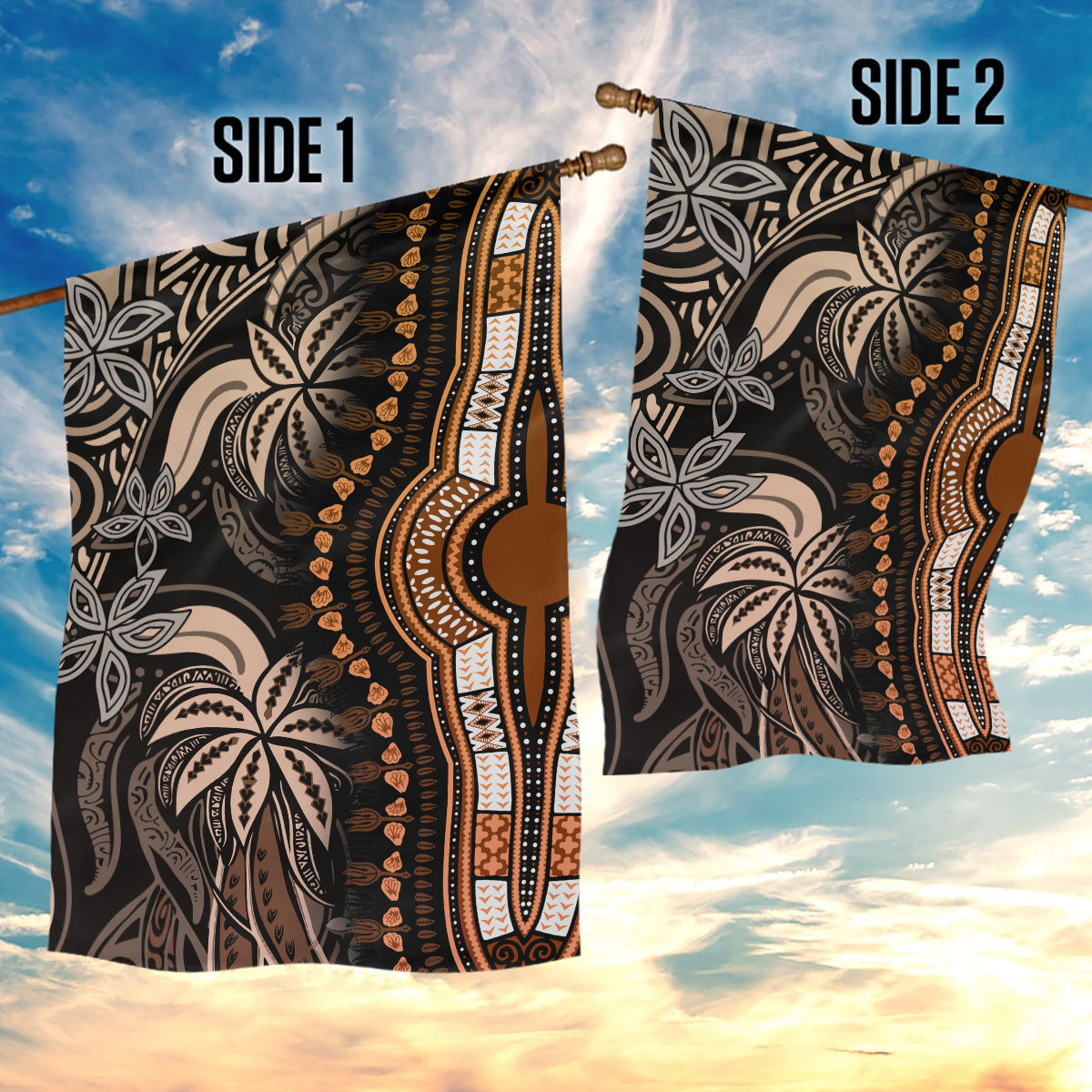 Polynesia Dashiki Garden Flag Polynesia and Africa Traditional Special Together Gold - Wonder Print Shop