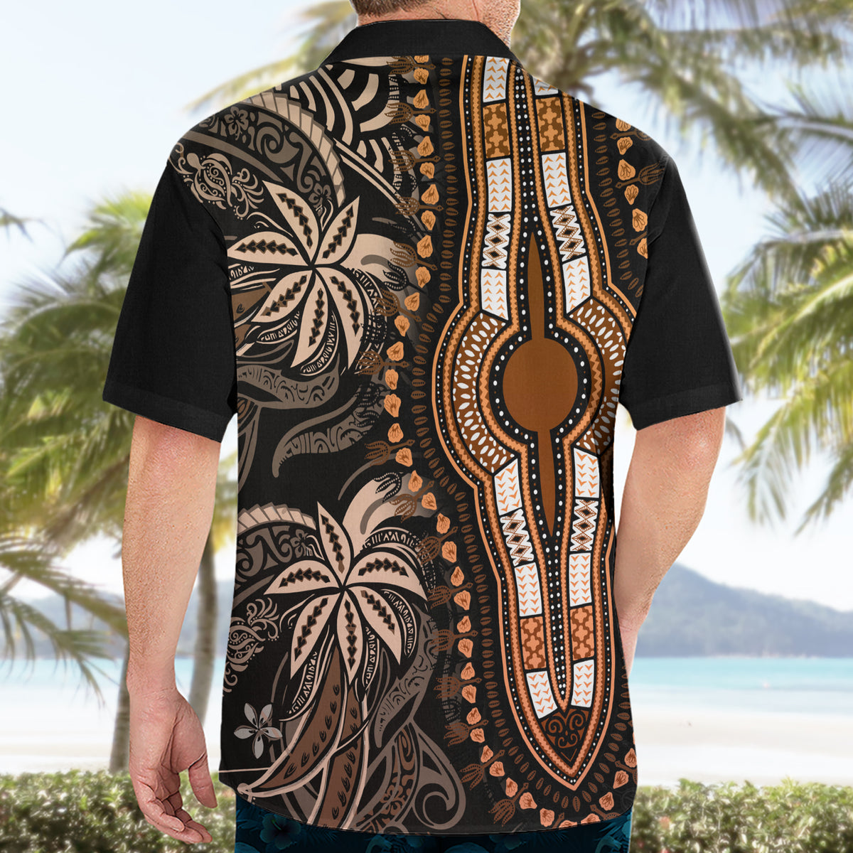 Polynesia Dashiki Hawaiian Shirt Polynesia and Africa Traditional Special Together Gold - Wonder Print Shop