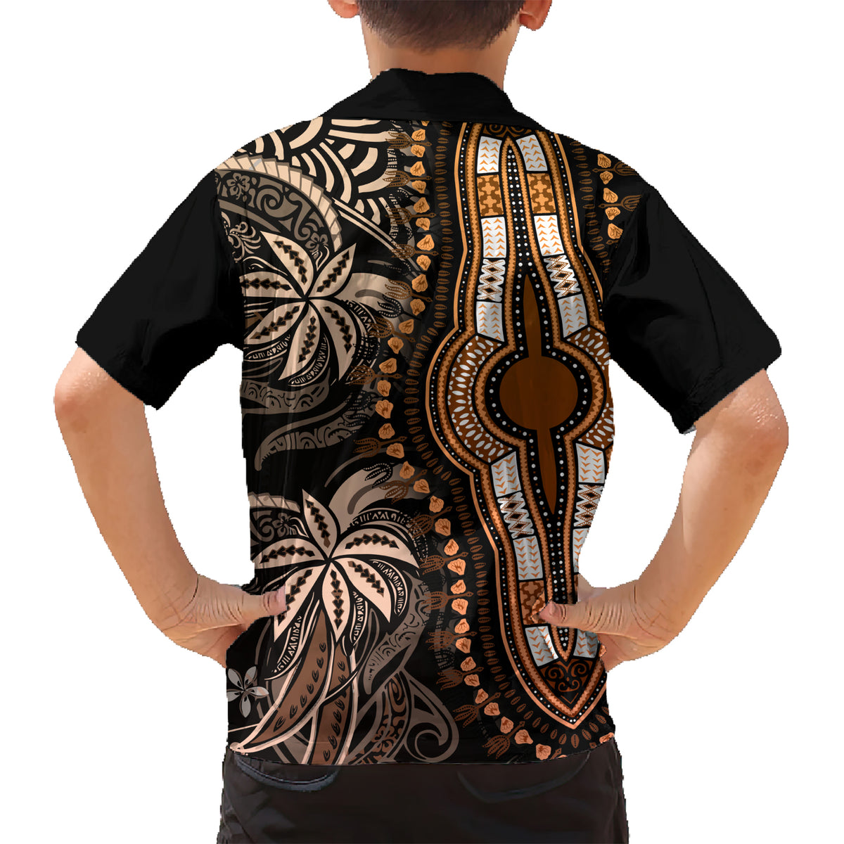 Polynesia Dashiki Kid Hawaiian Shirt Polynesia and Africa Traditional Special Together Gold - Wonder Print Shop