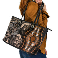 Polynesia Dashiki Leather Tote Bag Polynesia and Africa Traditional Special Together Gold - Wonder Print Shop