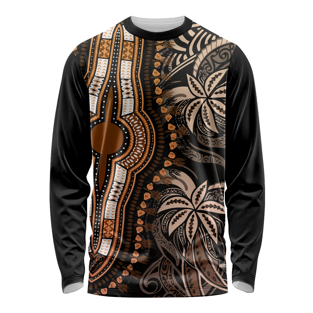 Polynesia Dashiki Long Sleeve Shirt Polynesia and Africa Traditional Special Together Gold - Wonder Print Shop