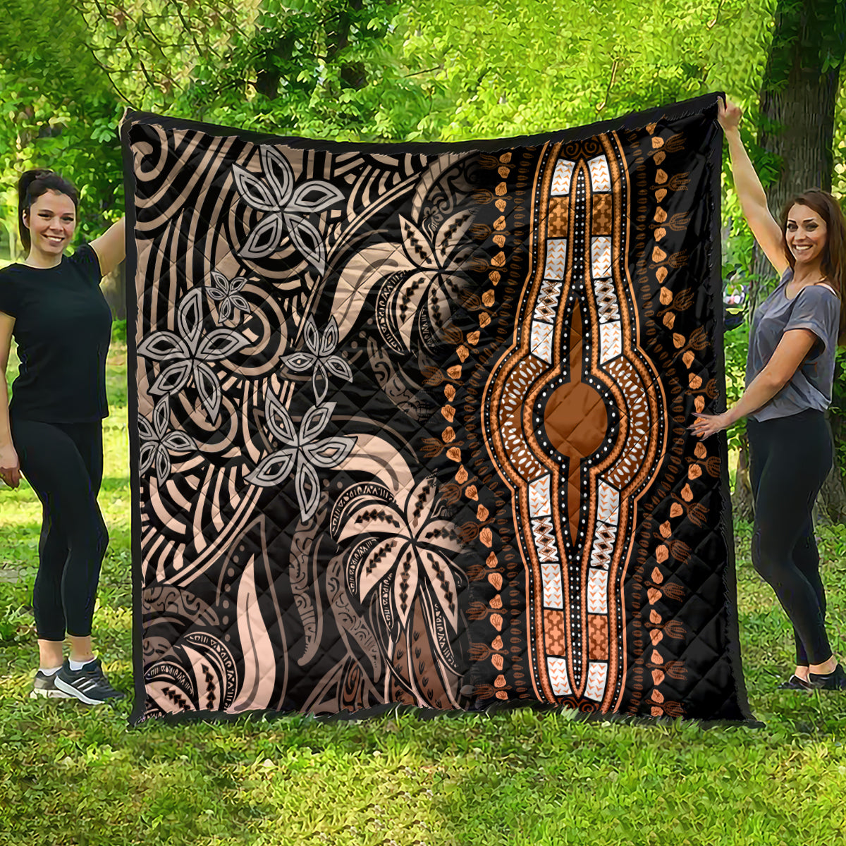 Polynesia Dashiki Quilt Polynesia and Africa Traditional Special Together Gold - Wonder Print Shop