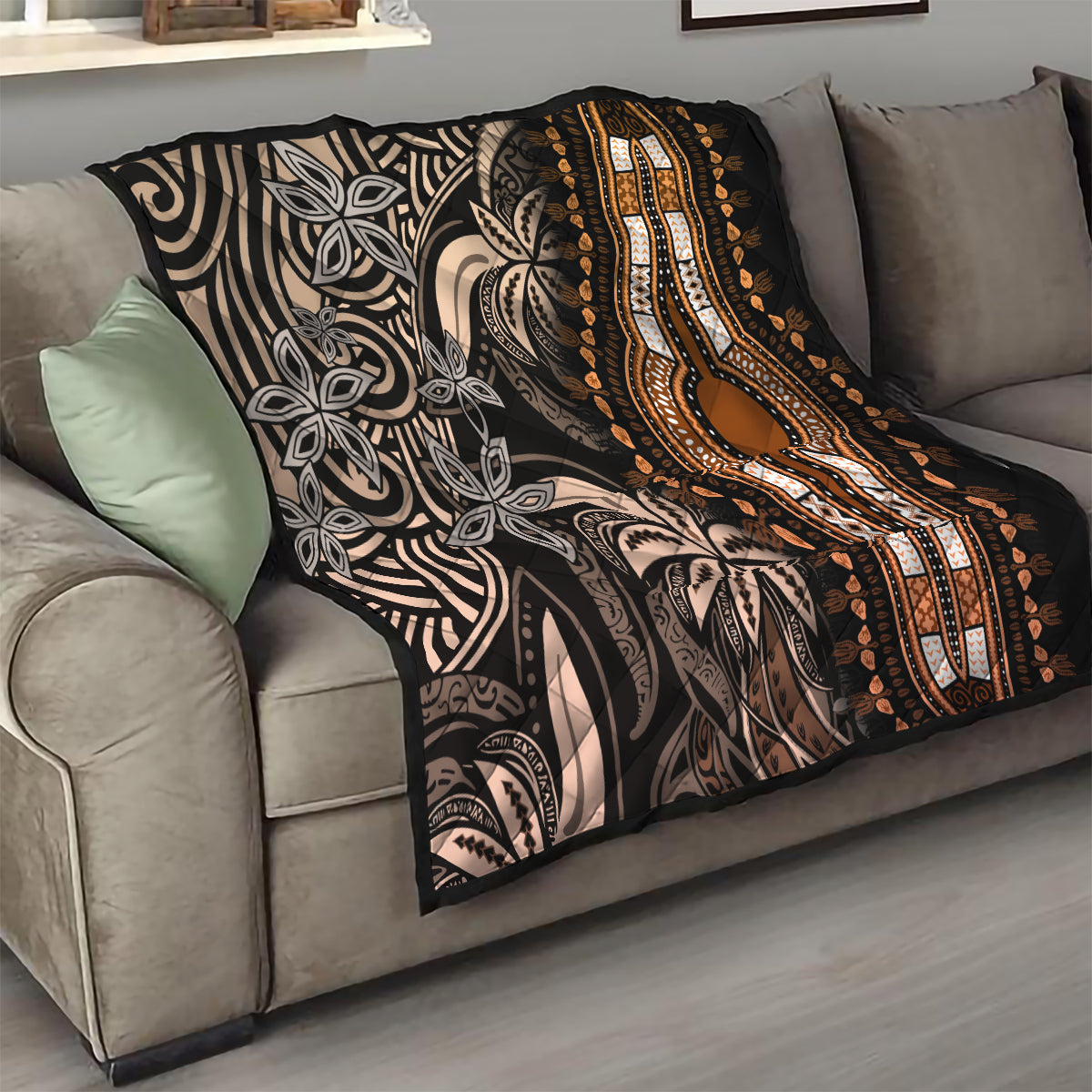 Polynesia Dashiki Quilt Polynesia and Africa Traditional Special Together Gold - Wonder Print Shop