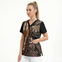 Polynesia Mixed African Dashiki Scrub Top Afro-pacific Culture - Gold
