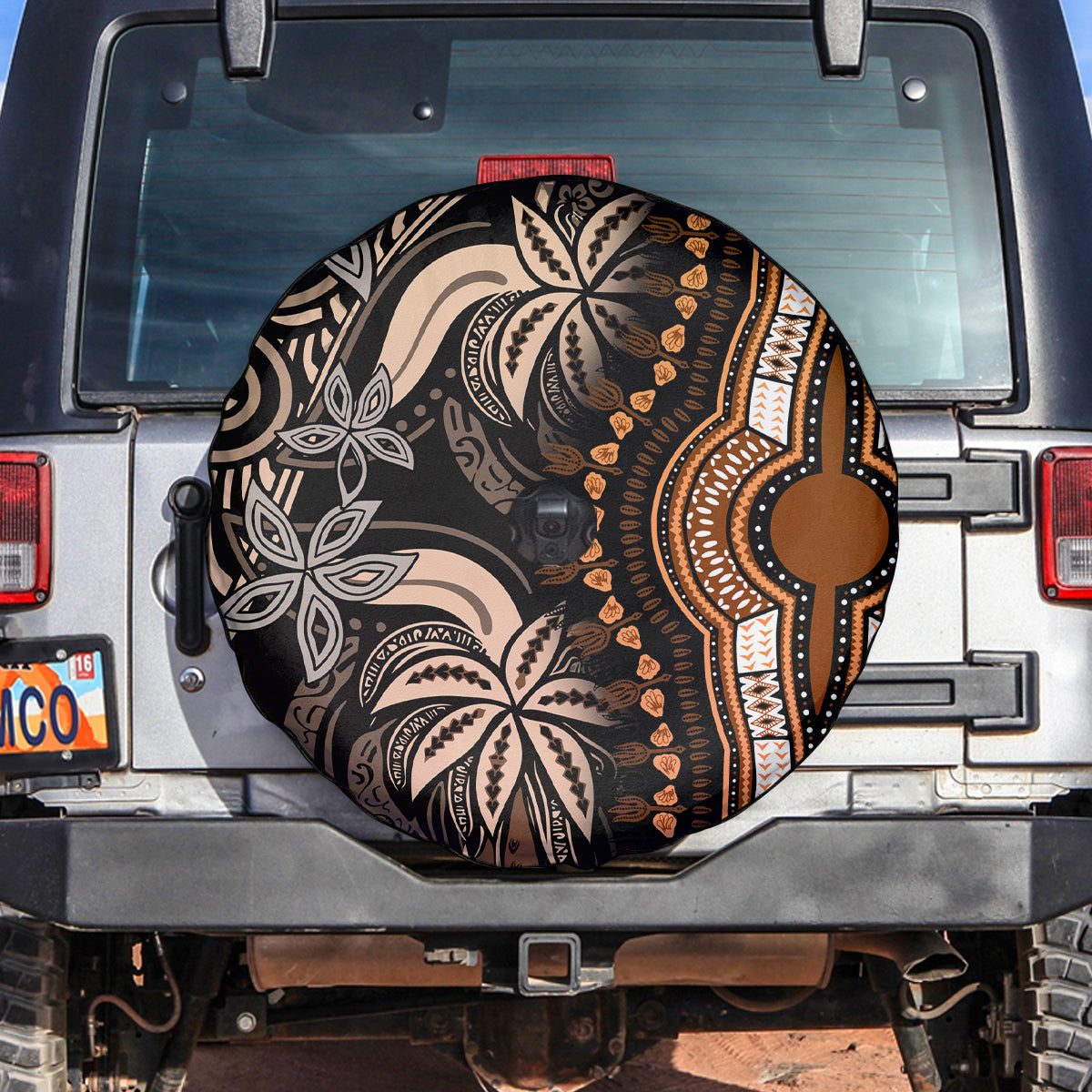 Polynesia Dashiki Spare Tire Cover Polynesia and Africa Traditional Special Together Gold - Wonder Print Shop