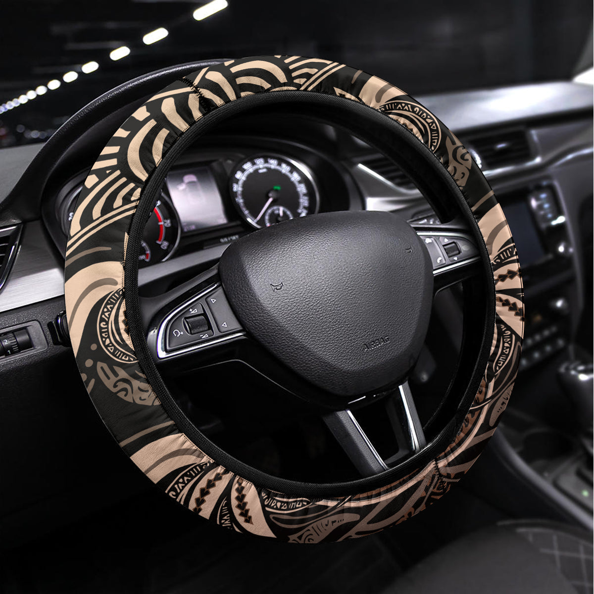 Polynesia Dashiki Steering Wheel Cover Polynesia and Africa Traditional Special Together Gold - Wonder Print Shop