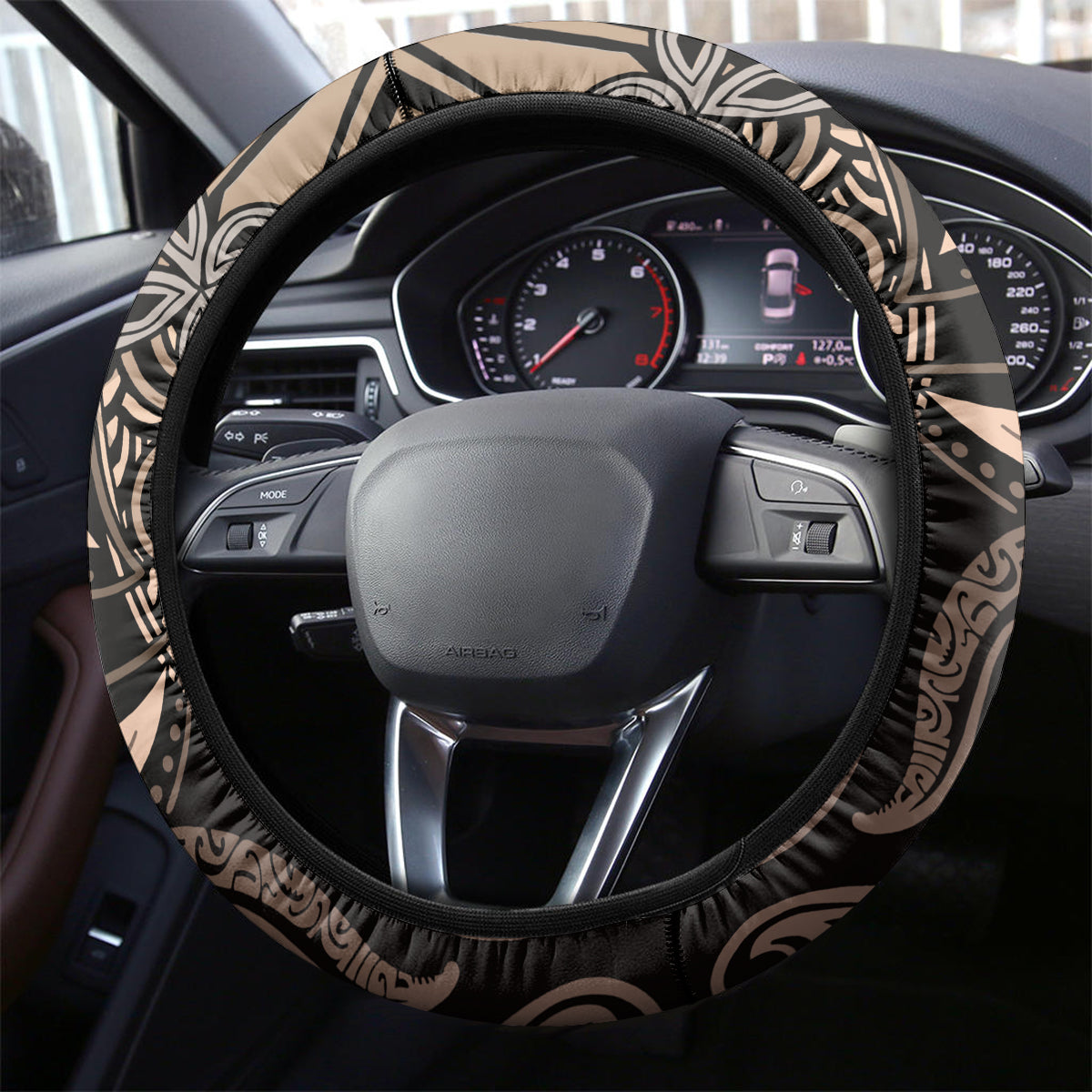 Polynesia Dashiki Steering Wheel Cover Polynesia and Africa Traditional Special Together Gold - Wonder Print Shop